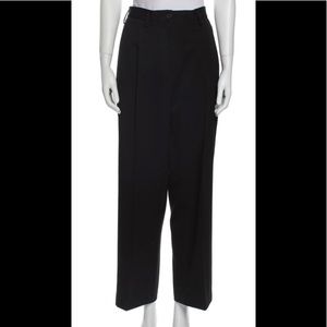 Bottega Veneta High Rise Black Virgin Wool Wide Leg Pants